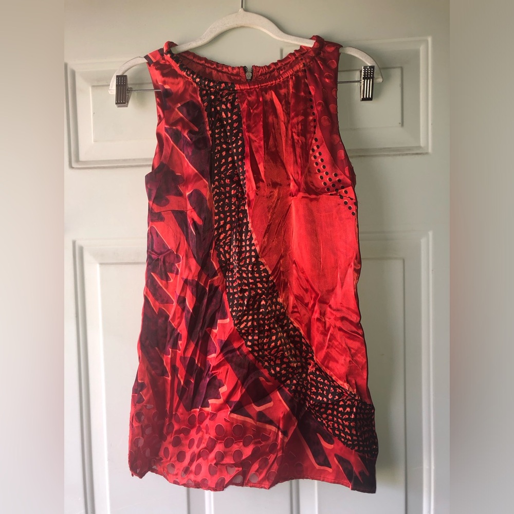 Cabi red silk-blend sleeveless top size XS